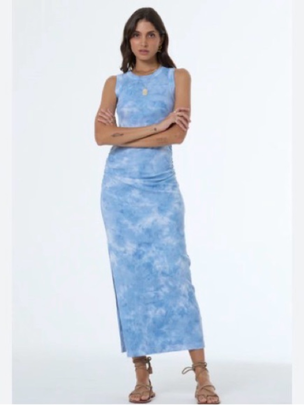 Love Blue Tie-Dye Sleeveless Maxi Dress